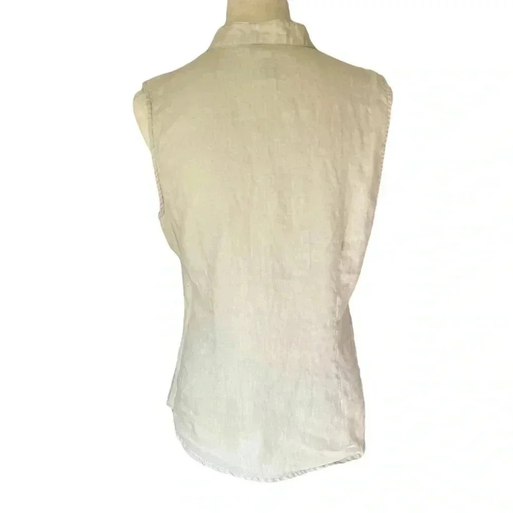 Carole Little Linen‎ Floral Embroidery Sleeveless Tank Women Top M Casual Beachy - Picture 3 of 5